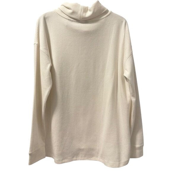 Lands End Ivory Waffle Knit Turtleneck Sz L Soft Cozy Layering Top - Picture 11 of 12